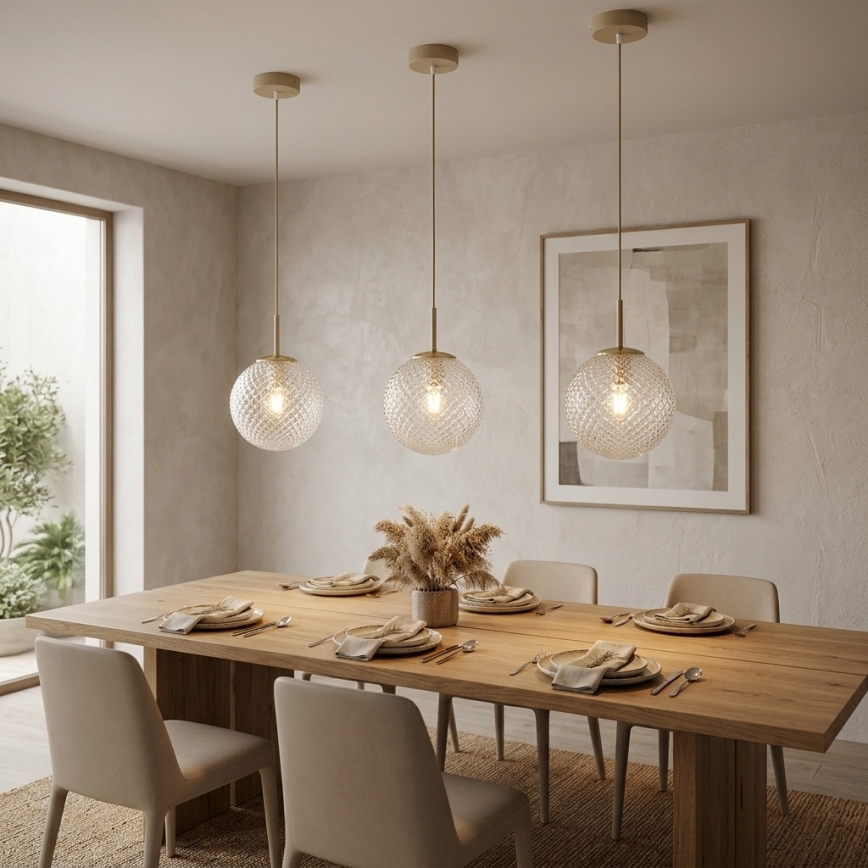 Brilagi - Lampadario su cavo STELLA 1xE27/60W/230V Ø 18 cm beige/oro