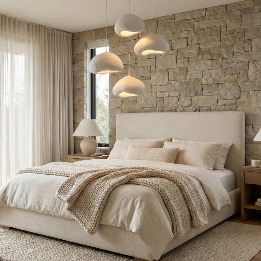 Brilagi - Lampadario su cavo WABI SABI 4xE27/40W/230V Ø 95 cm bianco