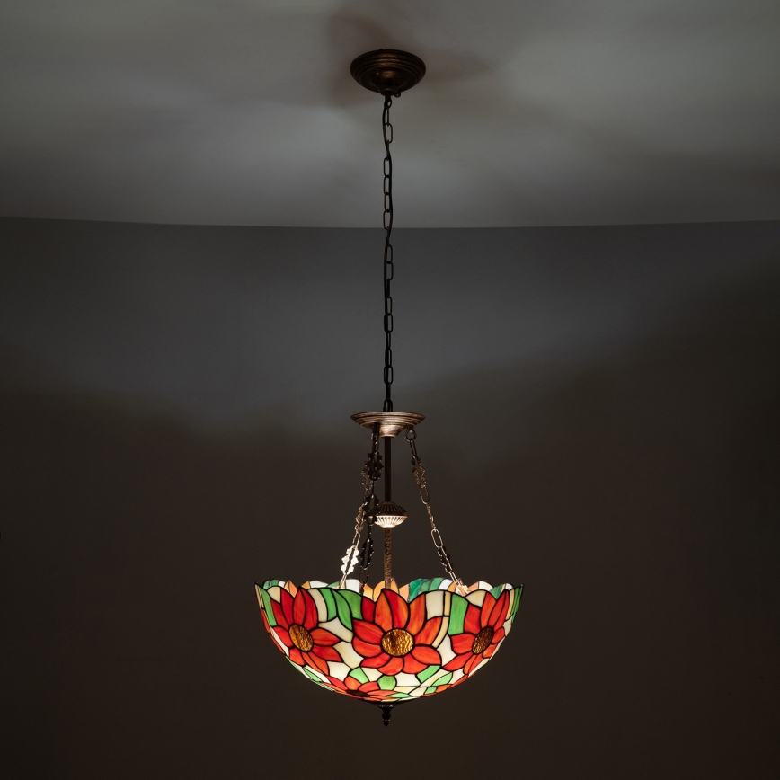 Brilagi - Lampadario Tiffany a catena SUNFLOWER 3xE27/60W/230V Ø 50 cm