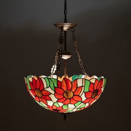 Brilagi - Lampadario Tiffany a catena SUNFLOWER 3xE27/60W/230V Ø 50 cm