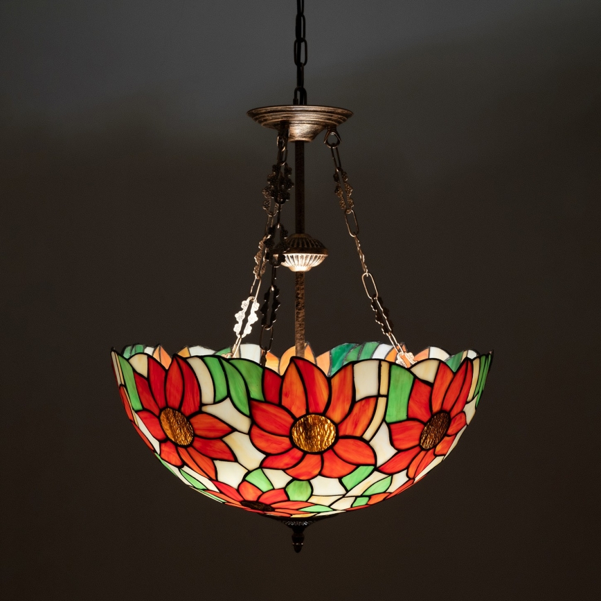 Brilagi - Lampadario Tiffany a catena SUNFLOWER 3xE27/60W/230V Ø 50 cm