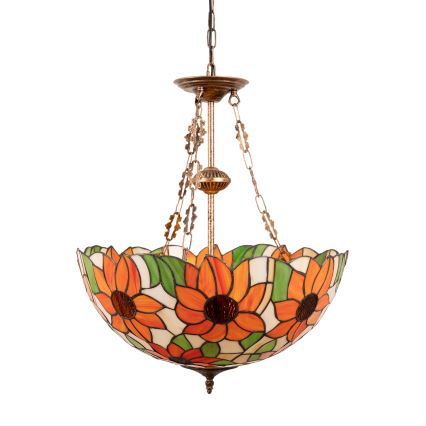 Brilagi - Lampadario Tiffany a catena SUNFLOWER 3xE27/60W/230V Ø 50 cm
