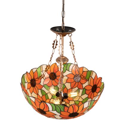 Brilagi - Lampadario Tiffany a catena SUNFLOWER 3xE27/60W/230V Ø 50 cm