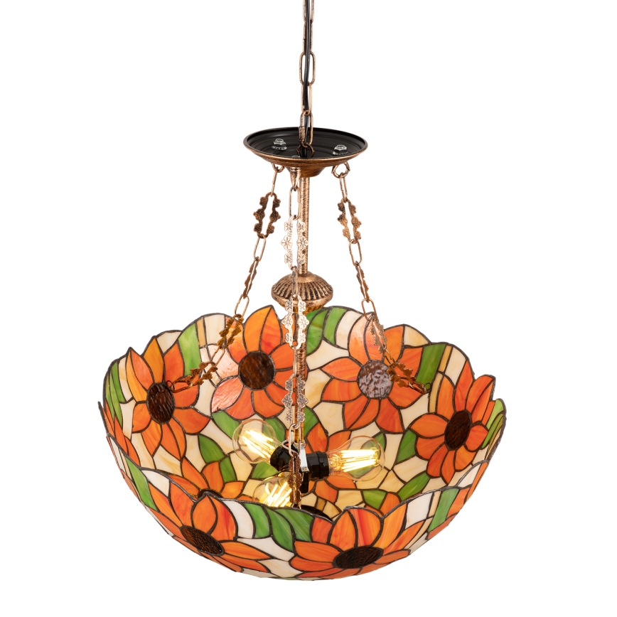 Brilagi - Lampadario Tiffany a catena SUNFLOWER 3xE27/60W/230V Ø 50 cm