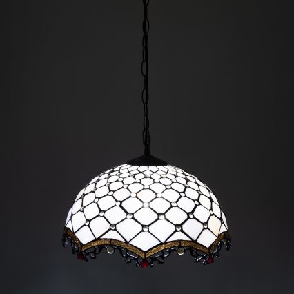 Brilagi - Lampadario Tiffany a sospensione con catena AVORIO 1xE27/60W/230V Ø 40 cm