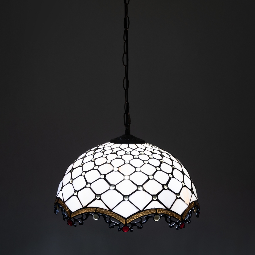 Brilagi - Lampadario Tiffany a sospensione con catena AVORIO 1xE27/60W/230V Ø 40 cm