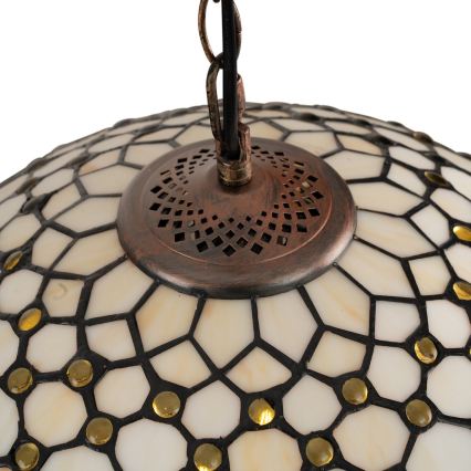 Brilagi - Lampadario Tiffany a sospensione con catena AVORIO 1xE27/60W/230V Ø 40 cm