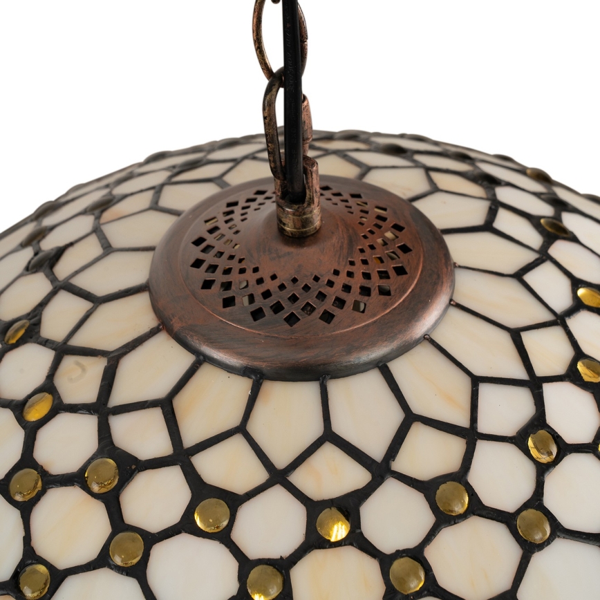Brilagi - Lampadario Tiffany a sospensione con catena AVORIO 1xE27/60W/230V Ø 40 cm