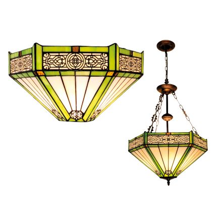 BRILAGI - Lampadario Tiffany con paralume in vetro colorato a sospensione con catena EMERALD 3xE27/60W/230V Ø 50 cm