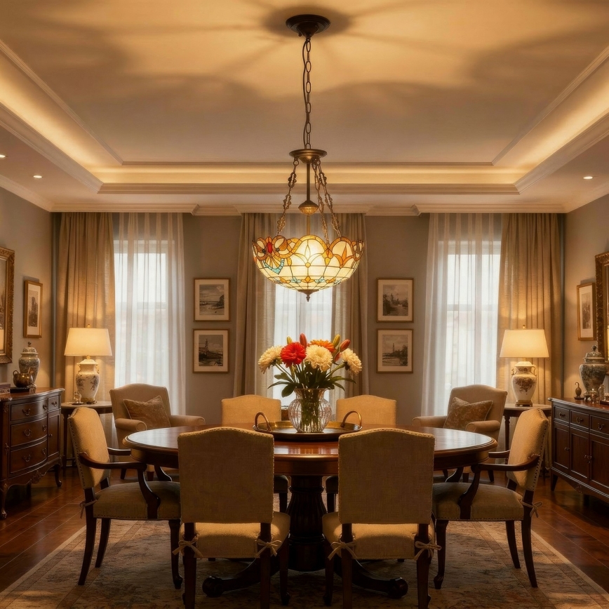 Brilagi - Lampadario Tiffany in vetro colorato a catena MIRABELLA 3xE27/60W/230V Ø 50 cm