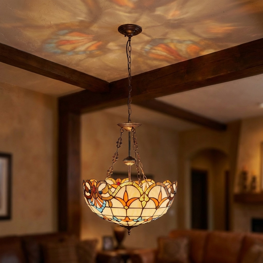 Brilagi - Lampadario Tiffany in vetro colorato a catena MIRABELLA 3xE27/60W/230V Ø 50 cm