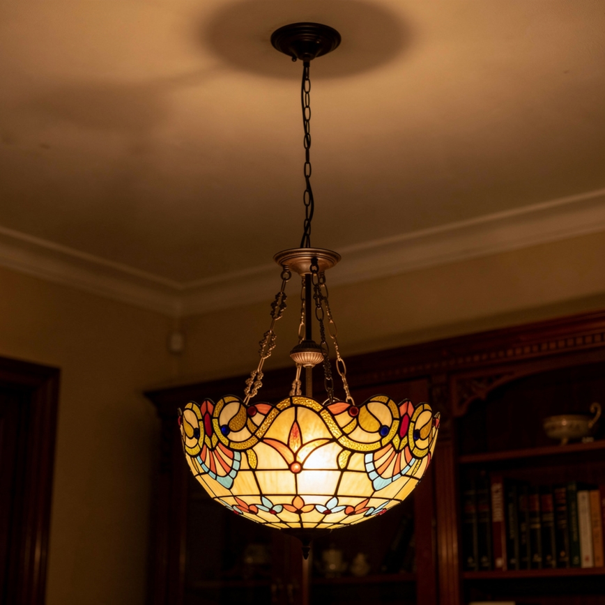 Brilagi - Lampadario Tiffany in vetro colorato a catena MIRABELLA 3xE27/60W/230V Ø 50 cm