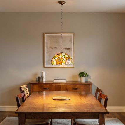 Brilagi - Lampadario Tiffany in vetro colorato a catena SUNFLOWER 1xE27/60W/230V Ø 40 cm