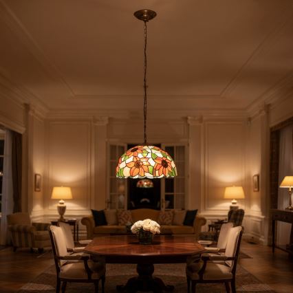 Brilagi - Lampadario Tiffany in vetro colorato a catena SUNFLOWER 1xE27/60W/230V Ø 40 cm