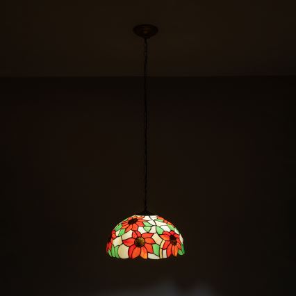 Brilagi - Lampadario Tiffany in vetro colorato a catena SUNFLOWER 1xE27/60W/230V Ø 40 cm