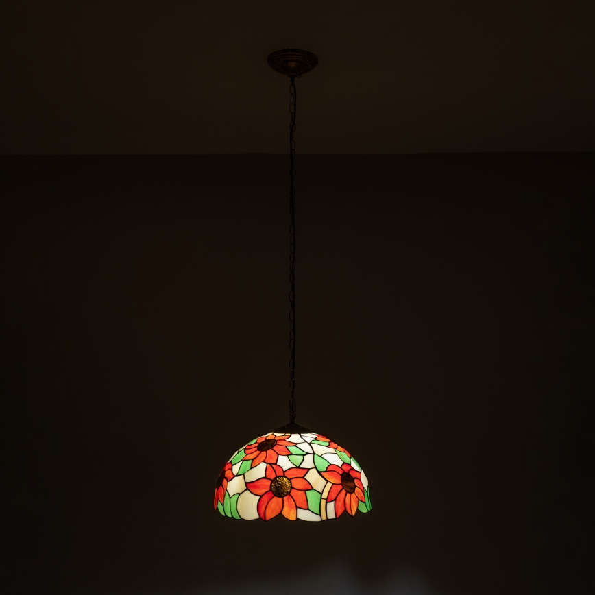 Brilagi - Lampadario Tiffany in vetro colorato a catena SUNFLOWER 1xE27/60W/230V Ø 40 cm