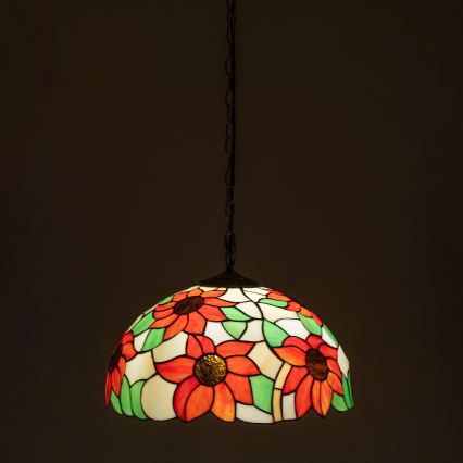 Brilagi - Lampadario Tiffany in vetro colorato a catena SUNFLOWER 1xE27/60W/230V Ø 40 cm