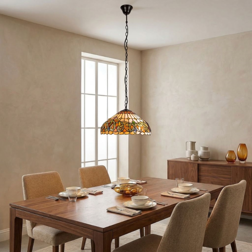 Brilagi - Lampadario Tiffany in vetro colorato a sospensione con catena LUISA 2xE27/60W/230V