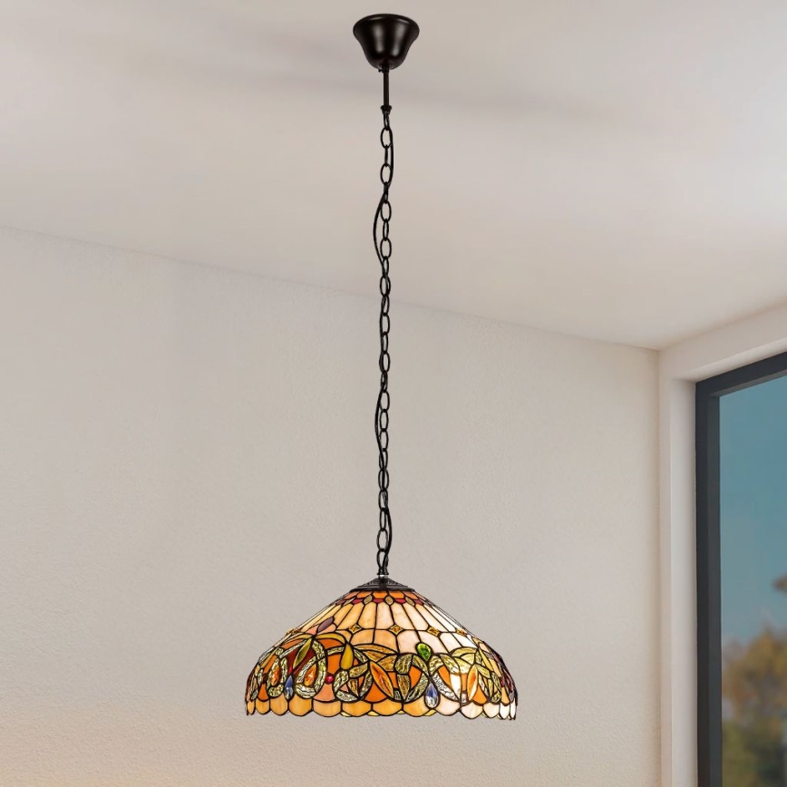 Brilagi - Lampadario Tiffany in vetro colorato a sospensione con catena LUISA 2xE27/60W/230V