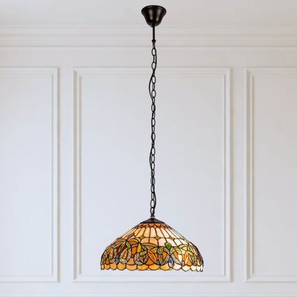 Brilagi - Lampadario Tiffany in vetro colorato a sospensione con catena LUISA 2xE27/60W/230V