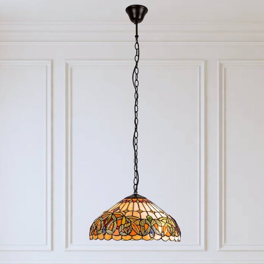 Brilagi - Lampadario Tiffany in vetro colorato a sospensione con catena LUISA 2xE27/60W/230V