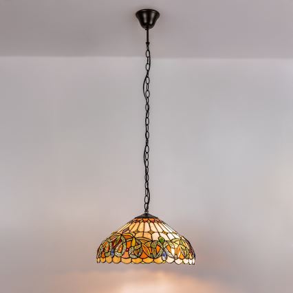Brilagi - Lampadario Tiffany in vetro colorato a sospensione con catena LUISA 2xE27/60W/230V