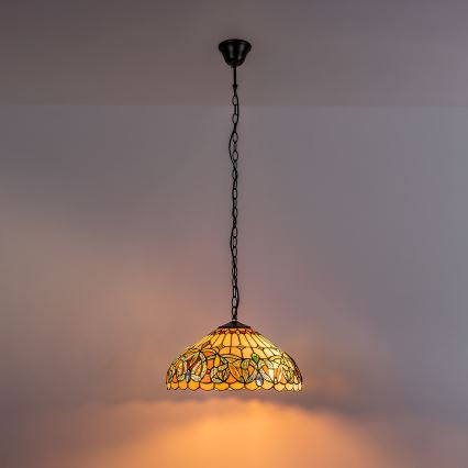 Brilagi - Lampadario Tiffany in vetro colorato a sospensione con catena LUISA 2xE27/60W/230V
