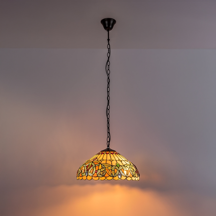 Brilagi - Lampadario Tiffany in vetro colorato a sospensione con catena LUISA 2xE27/60W/230V