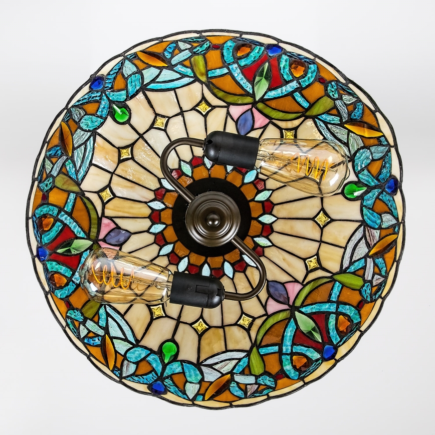 Brilagi - Lampadario Tiffany in vetro colorato a sospensione con catena LUISA 2xE27/60W/230V
