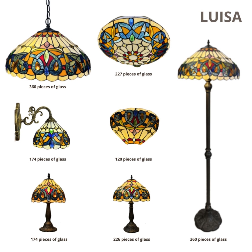 Brilagi - Lampadario Tiffany in vetro colorato a sospensione con catena LUISA 2xE27/60W/230V
