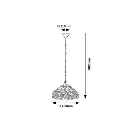 Brilagi - Lampadario Tiffany in vetro colorato a sospensione con catena LUISA 2xE27/60W/230V