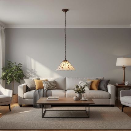 Brilagi - Lampadario Tiffany in vetro colorato con catena FOLIA 1xE27/60W/230V Ø 40 cm