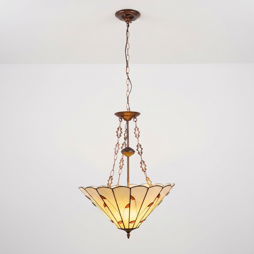 Brilagi - Lampadario Tiffany in vetro colorato con catena FOLIA, 3x E27/60W/230V, Ø 50 cm