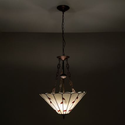 Brilagi - Lampadario Tiffany in vetro colorato con catena FOLIA, 3x E27/60W/230V, Ø 50 cm