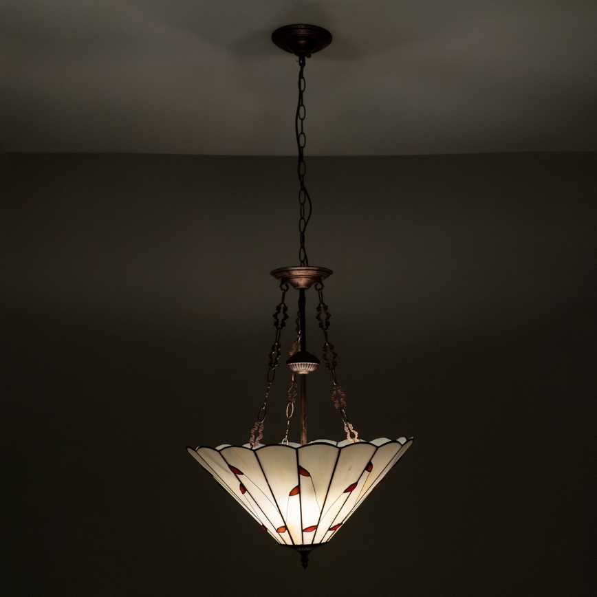 Brilagi - Lampadario Tiffany in vetro colorato con catena FOLIA, 3x E27/60W/230V, Ø 50 cm
