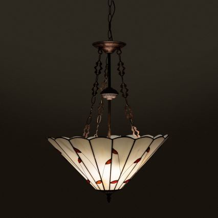 Brilagi - Lampadario Tiffany in vetro colorato con catena FOLIA, 3x E27/60W/230V, Ø 50 cm