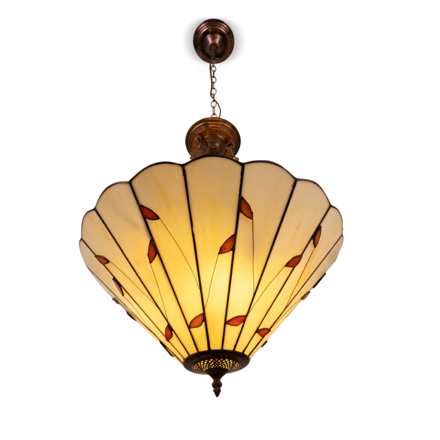 Brilagi - Lampadario Tiffany in vetro colorato con catena FOLIA, 3x E27/60W/230V, Ø 50 cm
