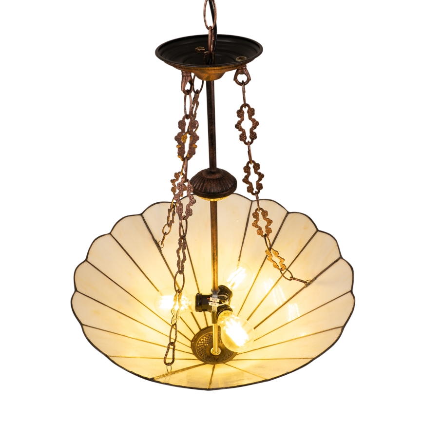Brilagi - Lampadario Tiffany in vetro colorato con catena FOLIA, 3x E27/60W/230V, Ø 50 cm