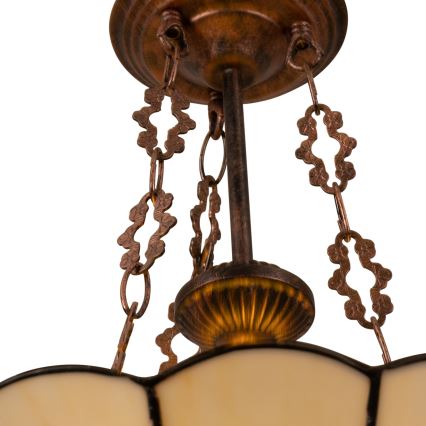 Brilagi - Lampadario Tiffany in vetro colorato con catena FOLIA, 3x E27/60W/230V, Ø 50 cm