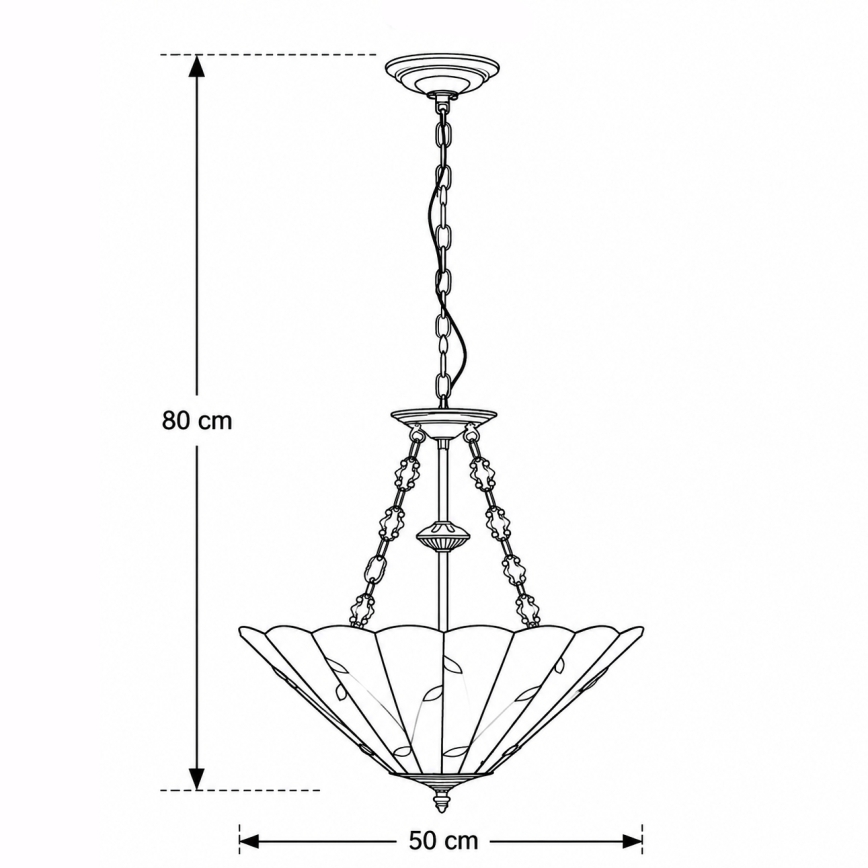 Brilagi - Lampadario Tiffany in vetro colorato con catena FOLIA, 3x E27/60W/230V, Ø 50 cm