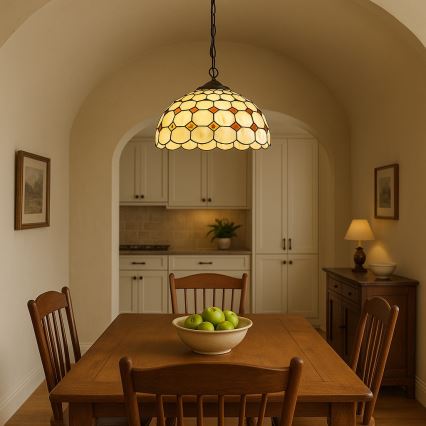 Brilagi - lampadario Tiffany in vetro colorato sospeso a catena DORAN 2xE27/60W/230V