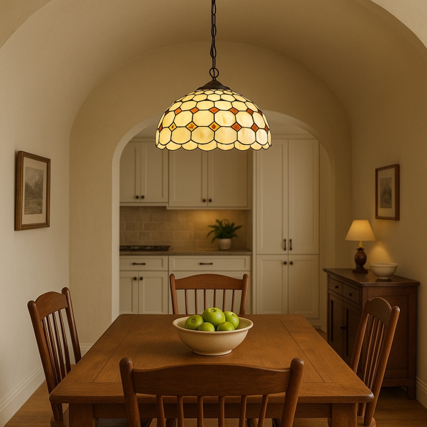 Brilagi - lampadario Tiffany in vetro colorato sospeso a catena DORAN 2xE27/60W/230V