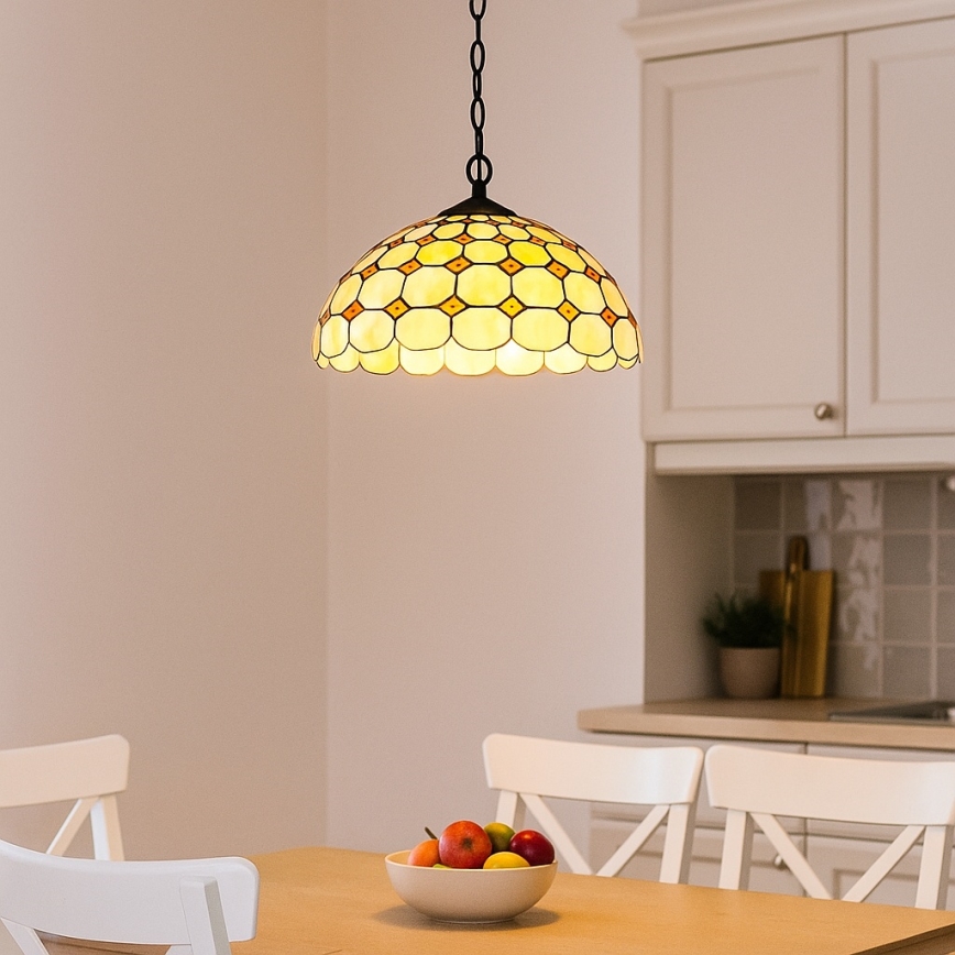 Brilagi - lampadario Tiffany in vetro colorato sospeso a catena DORAN 2xE27/60W/230V