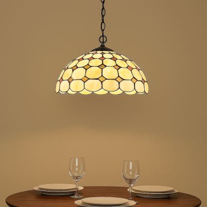 Brilagi - lampadario Tiffany in vetro colorato sospeso a catena DORAN 2xE27/60W/230V