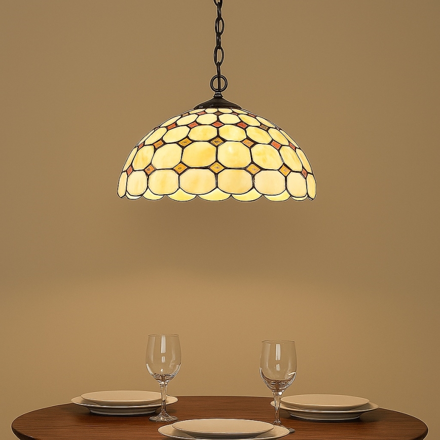 Brilagi - lampadario Tiffany in vetro colorato sospeso a catena DORAN 2xE27/60W/230V