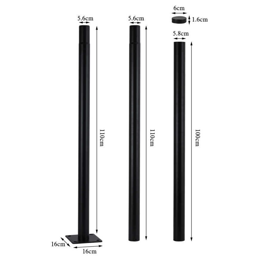 Brilagi - Lampione stradale LED con palo 3 m URBANSPARK LED/60W/230V nero IP65