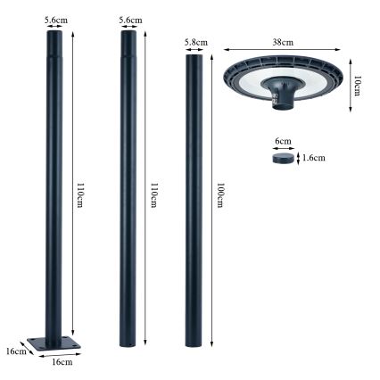 Brilagi - Lampione stradale LED per esterni URBANSPARK LED/120W/230V antracite IP65