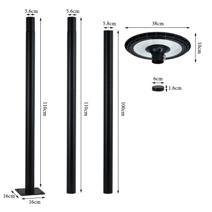 Brilagi - Lampione stradale LED per esterni URBANSPARK LED/120W/230V nero IP65
