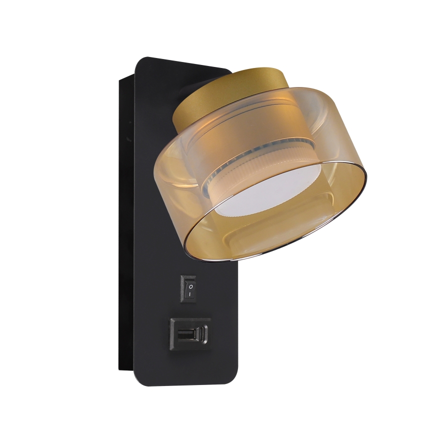 Brilagi - LED Applique con porta USB AURA LUX 1xGX53/30W/230V nero/oro