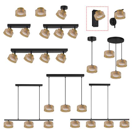 Brilagi - LED Applique con porta USB AURA LUX 1xGX53/30W/230V nero/oro